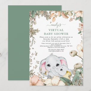 Schattigee olifanten bladeren sage virtueel Baby s Kaart