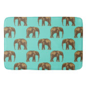 Schattigee olifanten blauwgroen en goudbruin badmat (Voorkant)