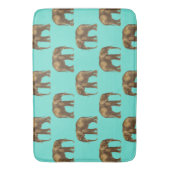 Schattigee olifanten blauwgroen en goudbruin badmat (Voorkant Verticaal)