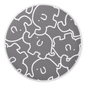 Schattigee olifanten grijze en witte deurknop keramische knop (Voorkant)