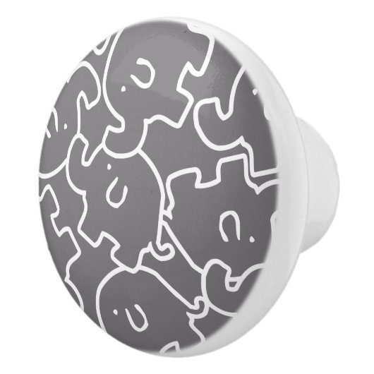 Schattigee olifanten grijze en witte deurknop keramische knop (Rechts)