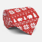 Schattigee olifanten kerstpatroon rood en wit stropdas (Opgerold)