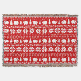 Schattigee Olifanten Kerstvakantie Patroon Red Xma Deken