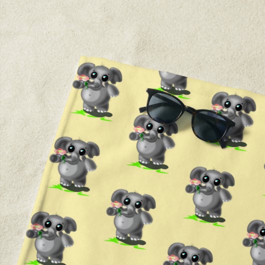 Schattigee Olifanten met Flower Beach Handdoek (In situ)