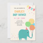 Schattigee olifantenballonnen baby shower kaart (Voorkant)