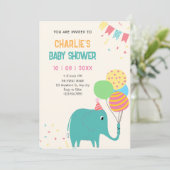 Schattigee olifantenballonnen baby shower kaart (Staand voorkant)