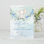 Schattigee olifantenblauwe bloemen kaart (Staand voorkant)