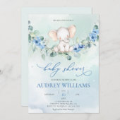 Schattigee olifantenblauwe bloemen kaart (Voorkant / Achterkant)