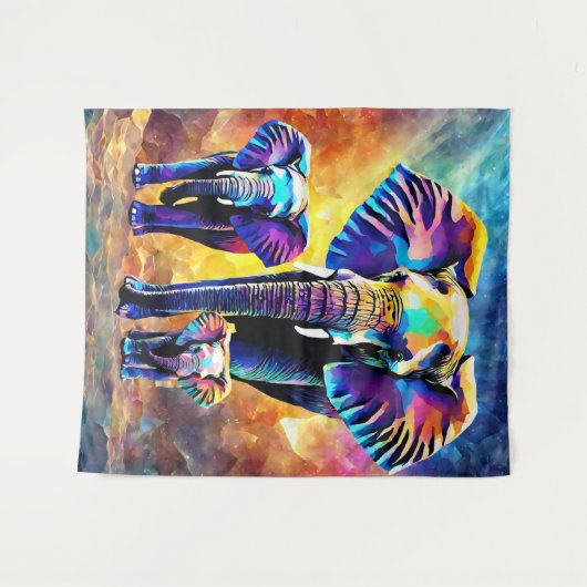 Schattigee olifantenfamilie wandtapijt hangen wandkleed (Voorkant (horizontaal))