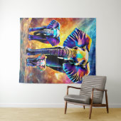 Schattigee olifantenfamilie wandtapijt hangen wandkleed (In Situ (horizontaal))