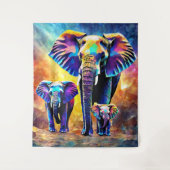 Schattigee olifantenfamilie wandtapijt hangen wandkleed (Voorkant)