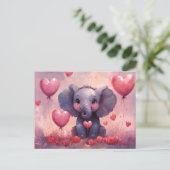 Schattigee olifantenkalf hartballonnen briefkaart (Staand voorkant)