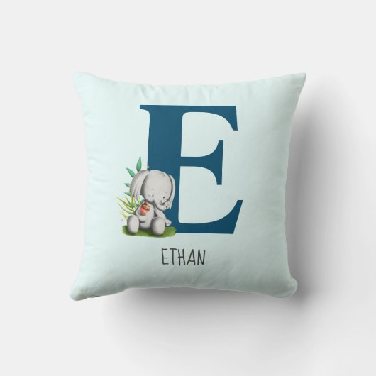 Schattigee olifantenkwekerij letter E Kussen (Achterkant)