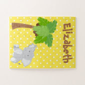 Schattigee olifantensafari geel en wit Polka Dot Legpuzzel (Horizontaal)