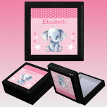 Schattigee olifantensterren Voeg naam toe Pink Kee Cadeaudoosje<br><div class="desc">Keepsake Gift Box voor kinderen. Personaliseer met een naam. Met een schattige olifant,  stippen en sterren met de kleuren roze en wit.</div>