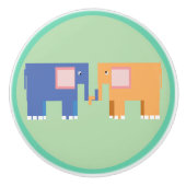 Schattigee olifantenvrienden keramische knop (Voorkant)