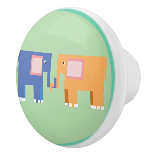 Schattigee olifantenvrienden keramische knop (Rechts)