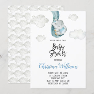 Schattigee olifantenwolken Sky Neutral Baby shower Kaart
