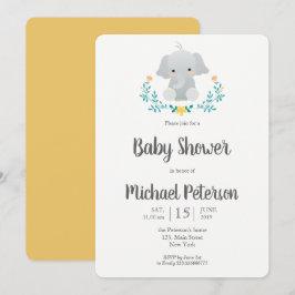 Schattigee olifantneutrale baby shower-uitnodiging kaart