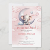 Schattigee olifantsmaan en terug meisje Baby showe Kaart (Voorkant)