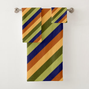 Schattigee Olijfsalie Navy Stripes Badhanddoek Set Bad Handdoek
