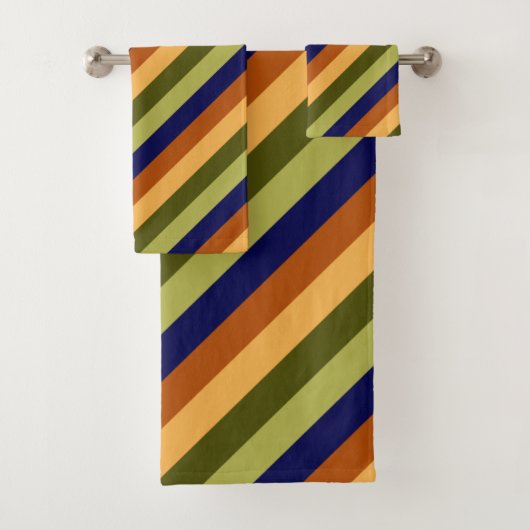 Schattigee Olijfsalie Navy Stripes Badhanddoek Set Bad Handdoek (Insitu)