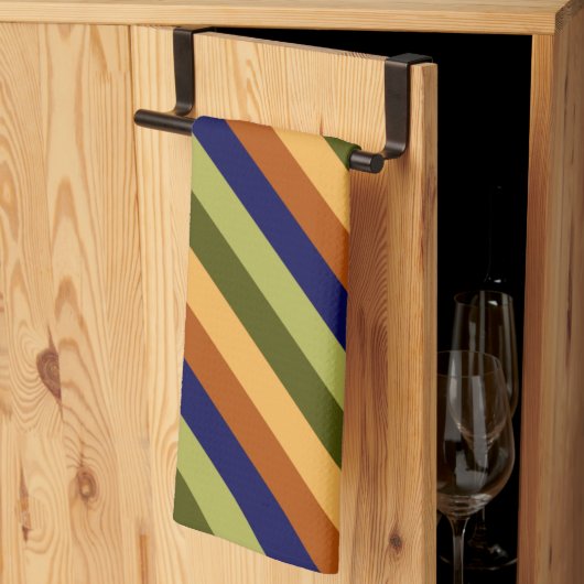 Schattigee Olijfsalie Navy Stripes Keukenhanddoek (Derde Gevouwen)