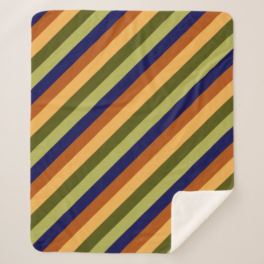 Schattigee Olijfsalie Navy Stripes Medium Sherpa D Deken (Voorkant)