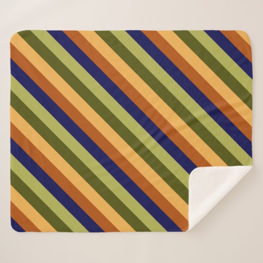 Schattigee Olijfsalie Navy Stripes Medium Sherpa D Sherpa Deken (Voorkant (horizontaal))