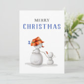 Schattigee Oma Snowman Vrolijk Kerstfeest Feestdagenkaart (Staand voorkant)
