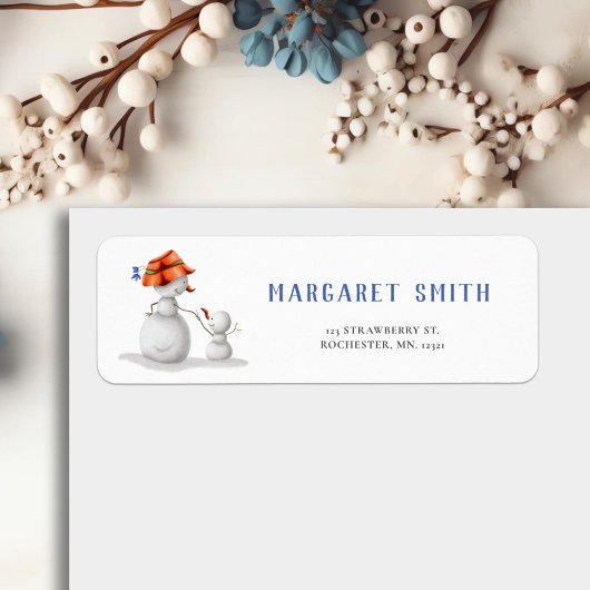 Schattigee oma Snowman Winter Retouradres Etiket