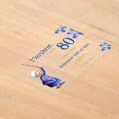 Schattigee oma Waterverf Bloemen 80ste Verjaardag Acryl Uitnodigingen (Laagn)