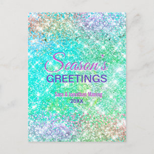 Schattigee ombre groene glitter kerst nieuwjaar briefkaart