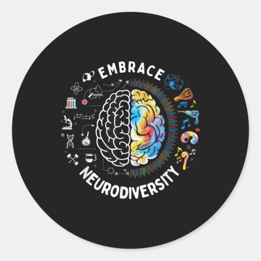 Schattigee Omhelzing Neurodiversiteit Autisme Bewu Ronde Sticker (Voorkant)