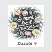 Schattigee ondersteuning lokale boeren Bloemen Sticker (Vel)