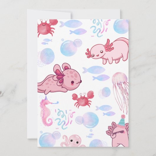 Schattigee onderwater Axolotl Kinder roze plezier  Kaart (Achterkant)