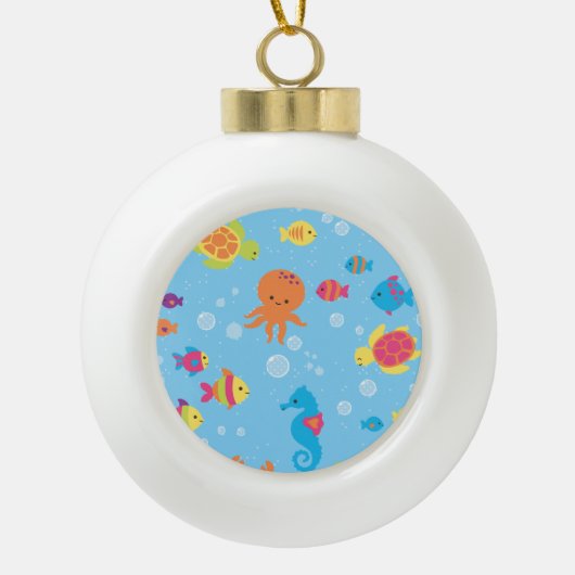 Schattigee onderwaterscène keramische bal ornament (Voorkant)