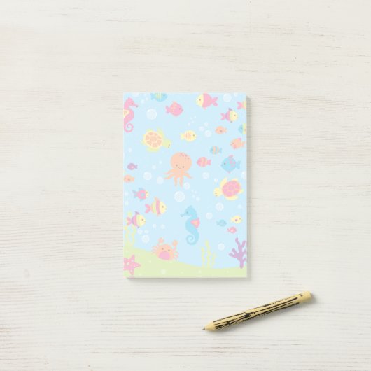 Schattigee onderwaterscène post-it® notes (Op bureau)