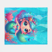 Schattigee onderwaterzeemeermin fleece deken (Voorkant (Horizontaal))