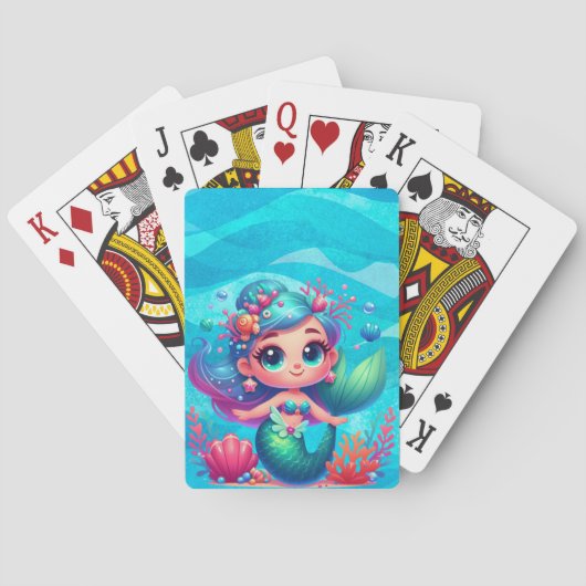 Schattigee onderwaterzeemeermin pokerkaarten (Achterkant)
