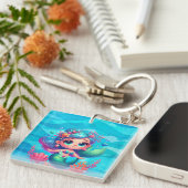 Schattigee onderwaterzeemeermin sleutelhanger (Voorkant Rechts)