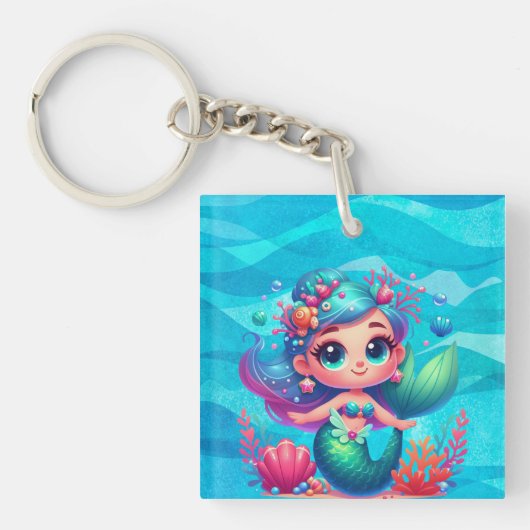 Schattigee onderwaterzeemeermin sleutelhanger (voorkant)