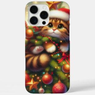 Schattigee, ondeugende kat in de kerstboom iPhone 16 pro max hoesje