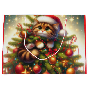 Schattigee, ondeugende kat in de kerstboom groot cadeauzakje