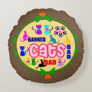 😻🐾↷ Schattigee ondeugende kattenfamilie Fabulous Rond Kussen