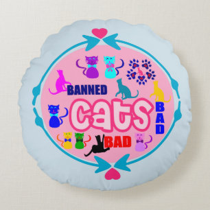 😻🐾↷ Schattigee ondeugende kattenfamilie zacht &  Rond Kussen