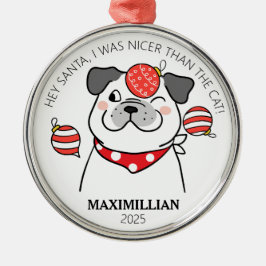 Schattigee & ondeugende Pug-achtige Hond met Ornam Metalen Ornament