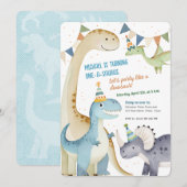 Schattigee One-A-Saurus Boy 1e Dinomite Party Kaart (Voorkant / Achterkant)