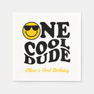 Schattigee One Cool Dude Retro Happy Face 1e verja Servet