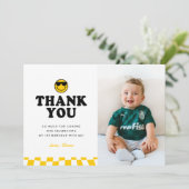 Schattigee One Cool Dude Smile Photo Boy 1e verjaa Bedankkaart (Staand voorkant)